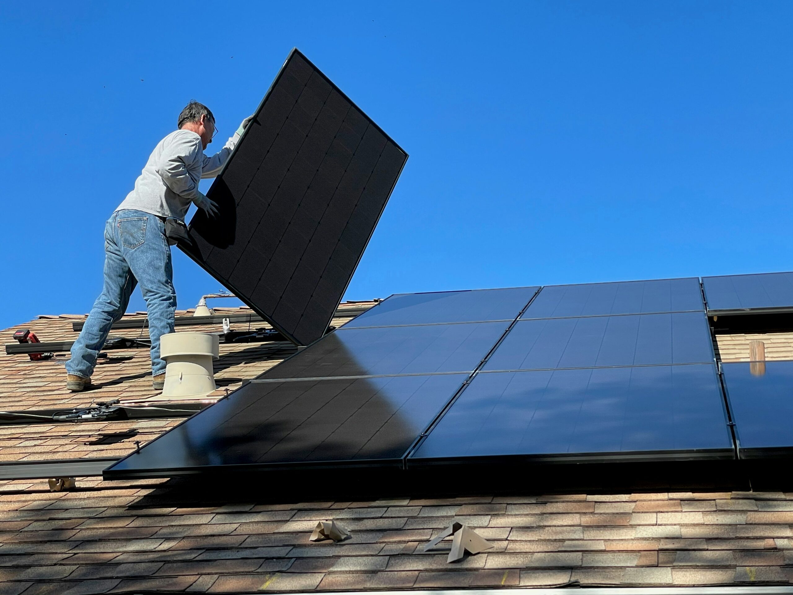 a work doing solar panel installation